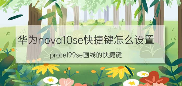 华为nova10se快捷键怎么设置 protel99se画线的快捷键？